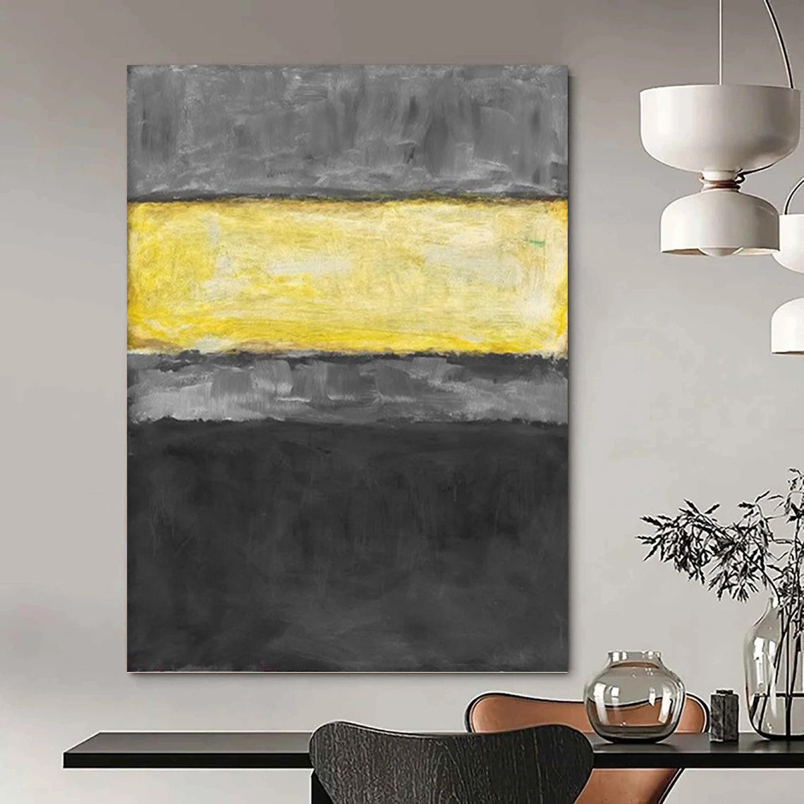 Enormous Vertical Hand - Painted Custom Abstract Symphony (with Hazy - Mist Textures) for Office and Dining Room DKH1625