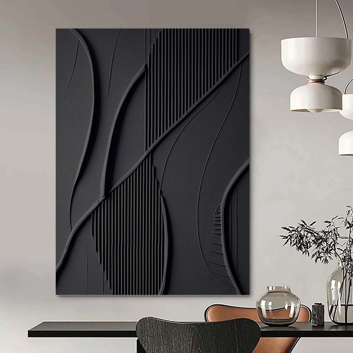 Grand - Sized Hand - Painted Textured Custom Abstract Canvas, Perfect for Dining Room and Living Room DKH1465