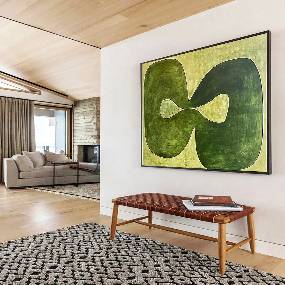 “Infinite Green Loop” - Greens, Beiges, Abstract Infinity - Inspired Shape - Acrylic Painting HB1763