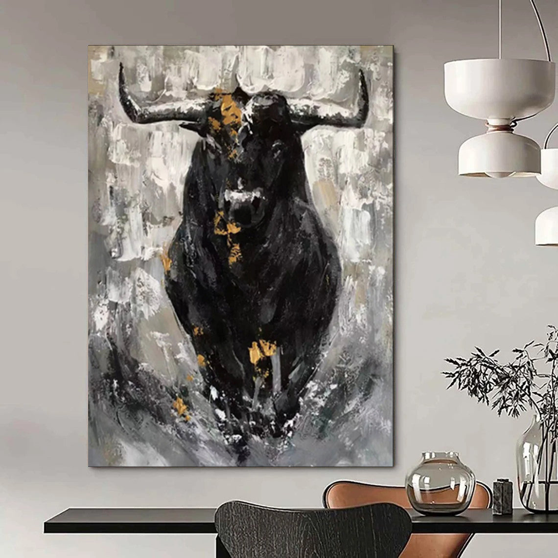 Minimalist & Sleek Hand-Painted Custom Abstract Painting for Office & Dining Room LargeART1971