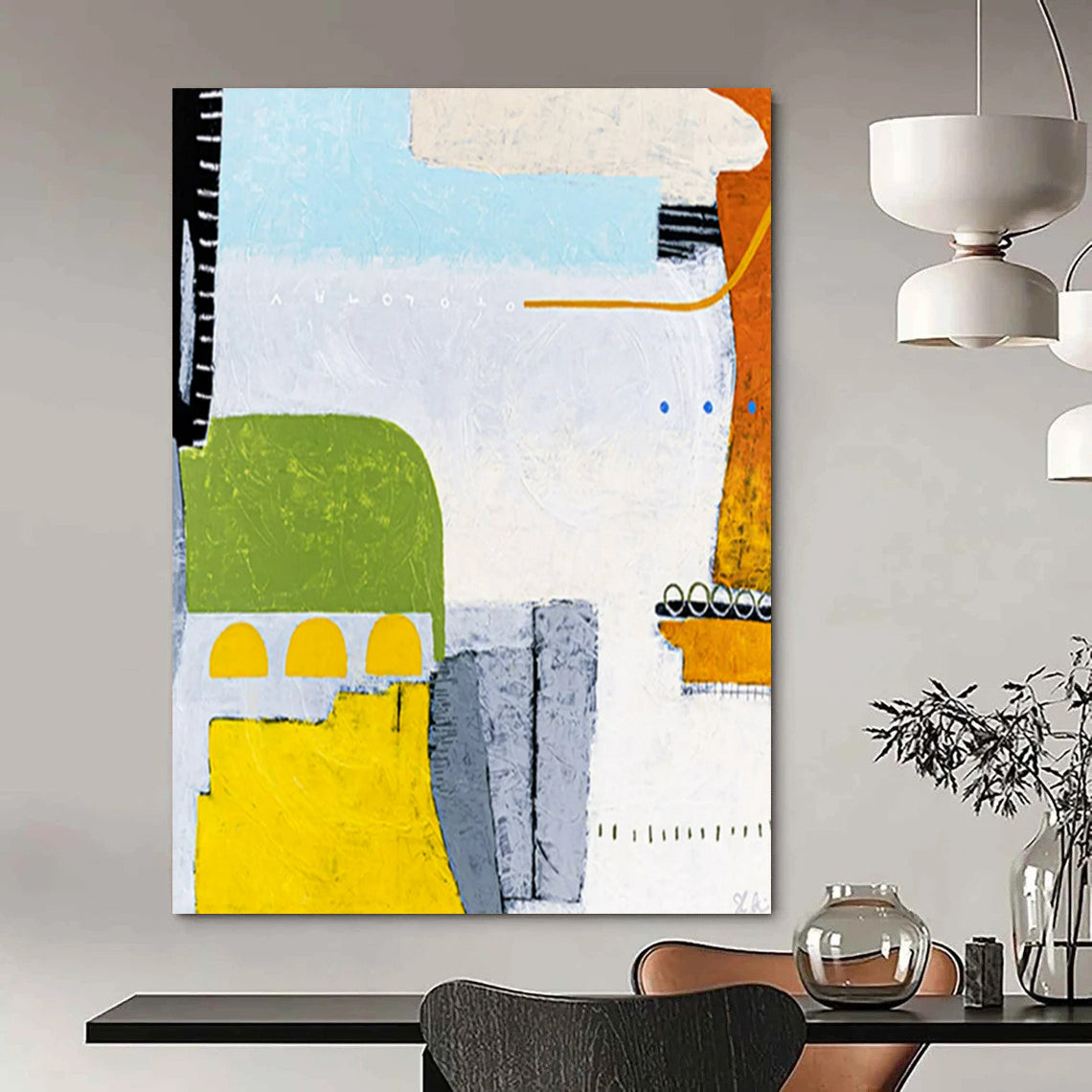 Dazzling Massive Hand-Painted Abstract Artwork: Revamp Your Hallway & Hotel Lobby LargeART2376