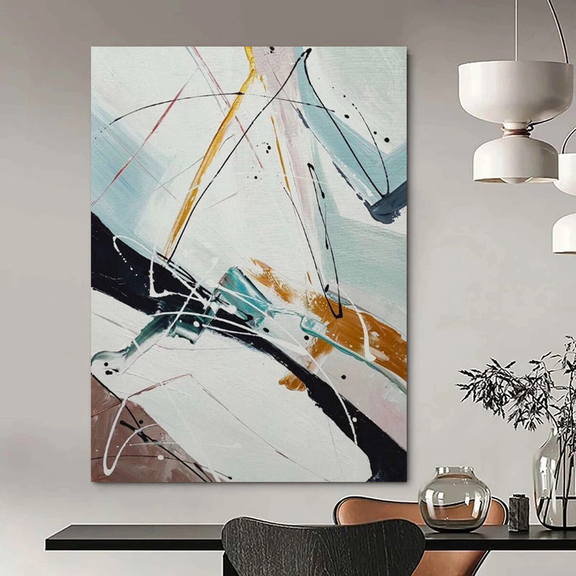 Colossal - Sized Hand - Painted Custom Abstract Gem for Entryway and Hallway DTP046