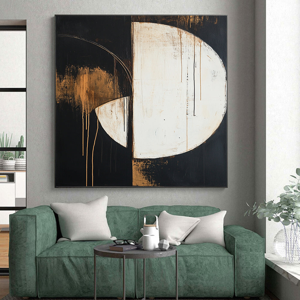 Half - Moon Shapes with Earthy Tones "Earthy Balance" Painting On Canvas HB295