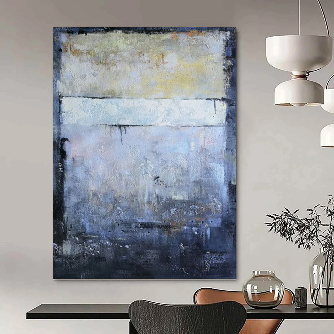 Extended - Extent Vertical Hand - Painted Custom Abstract Rondo (with Unique Textures) for Bar and Hallway DKH1575