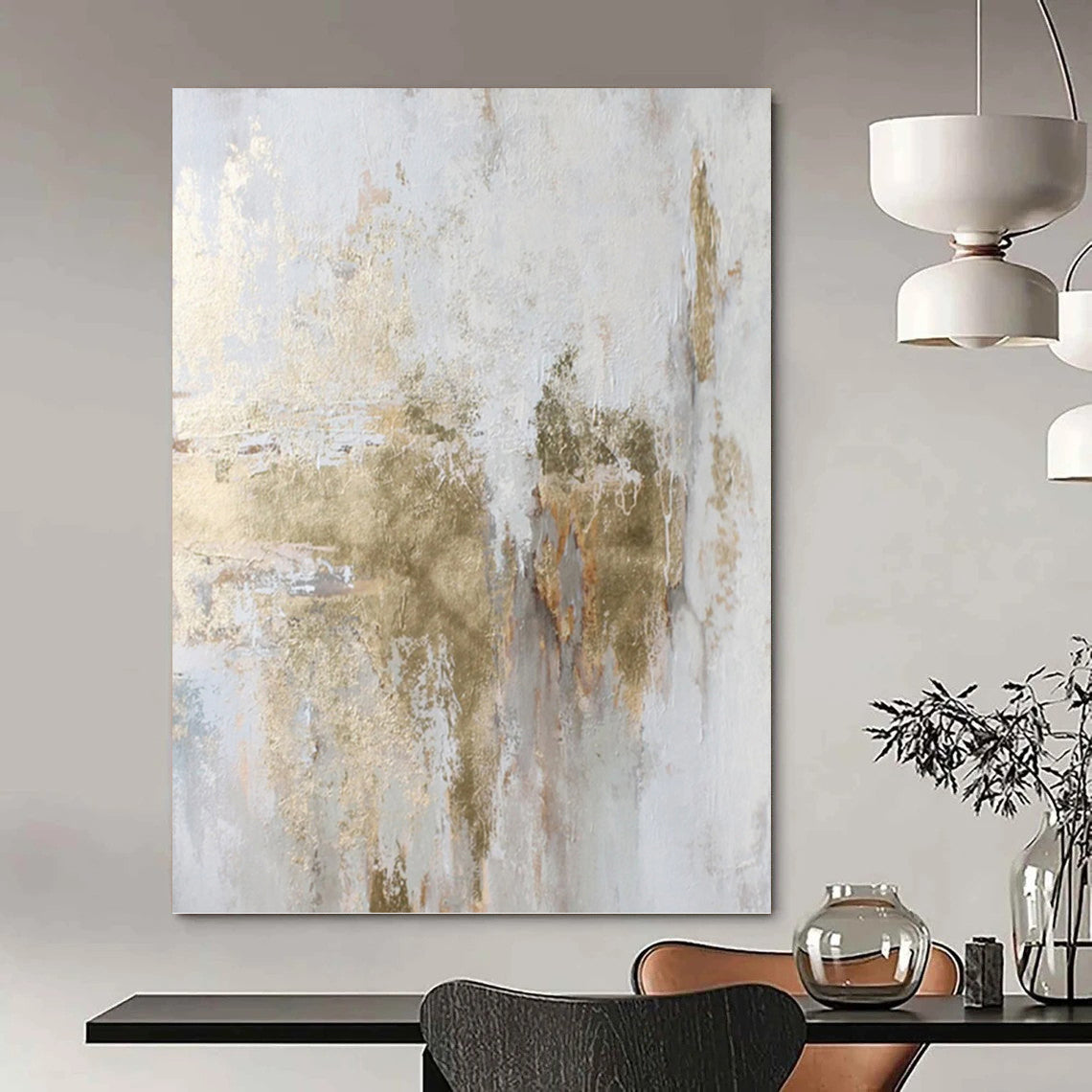 Oversized Hand - Painted Custom Textured Abstract Artwork for Hallway & Entryway DKH1006