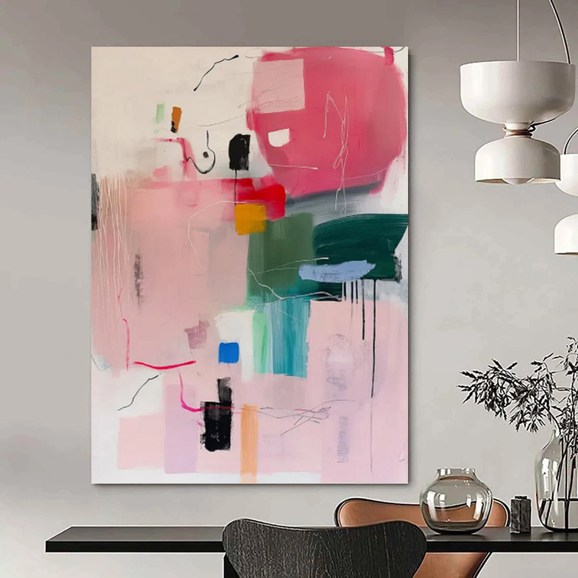 Oversized Hand - Painted Custom Textured Abstract Artwork for Hallway & Entryway DKH0998