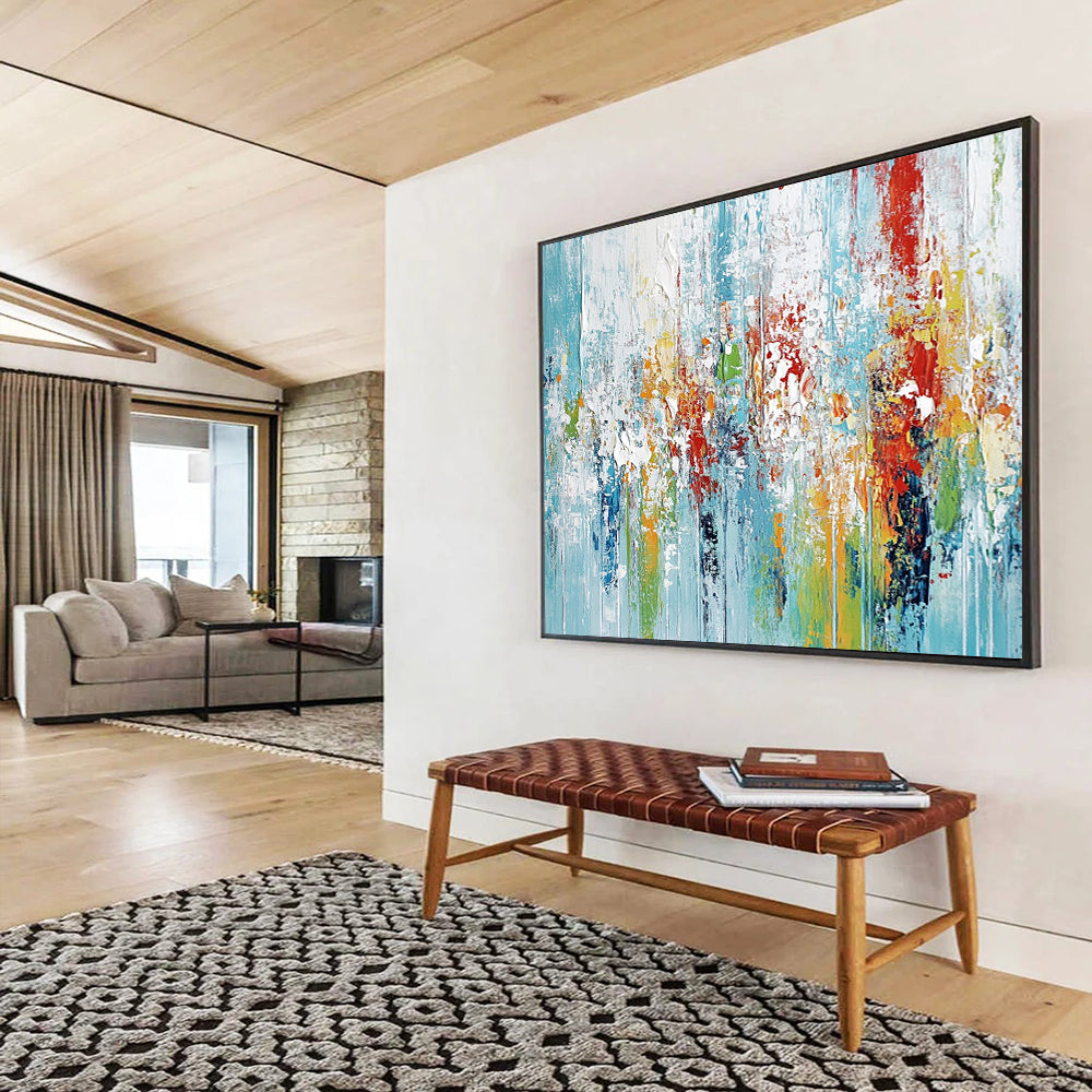 “Colorful Abstract Drips” - Blue, Red, Yellow, Green with Dripping Paint - Abstract Acrylic HB1357