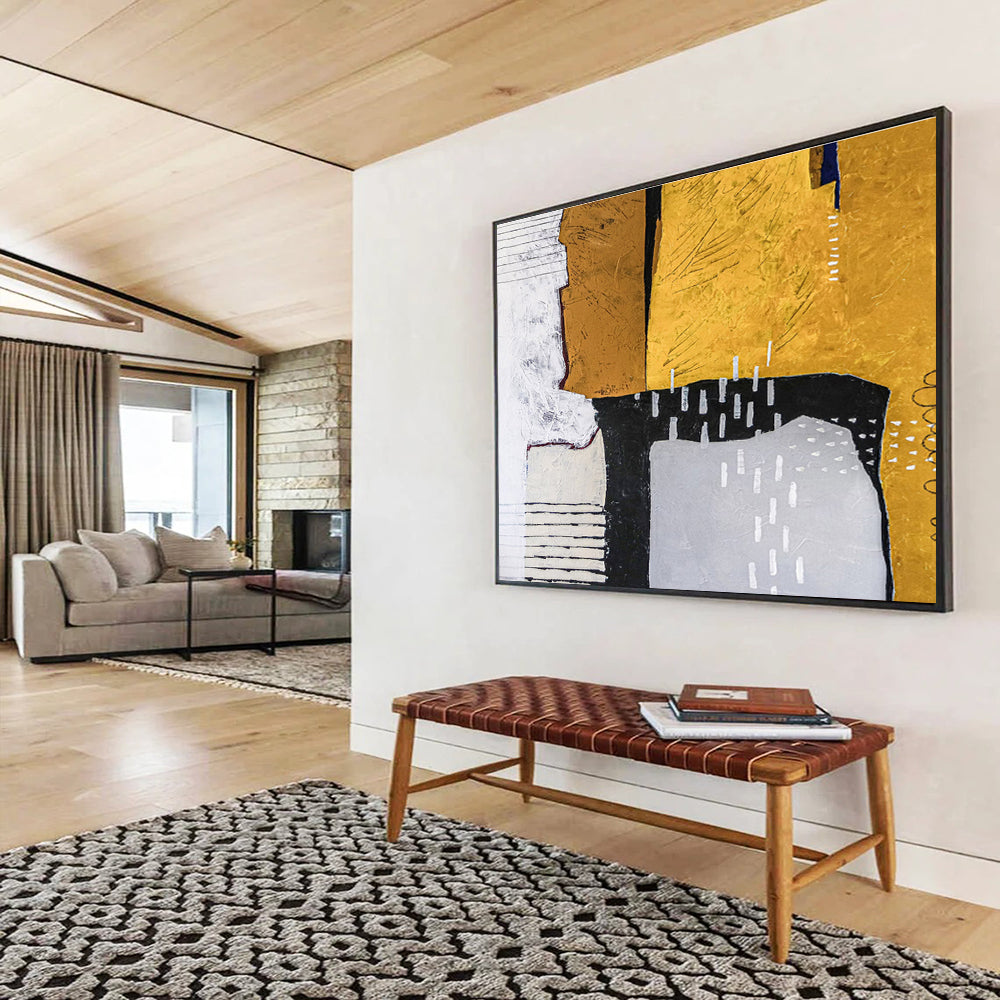 Large - Format Hand - Painted Textured Abstract Painting for Entryway & Bedroom DKH574