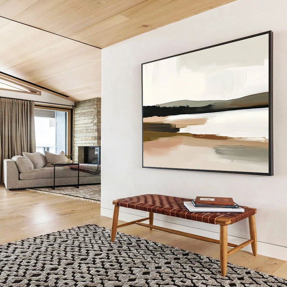 “Soft Tonal Landscape” - Beige, Gray, Brown, Muted Natural Scene - Abstract Landscape Painting HB1668