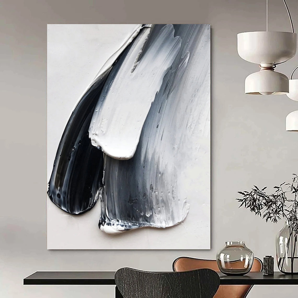 Large Vertical Custom Abstract Hand - Painted Canvas for Bedroom and Entryway DKH1676