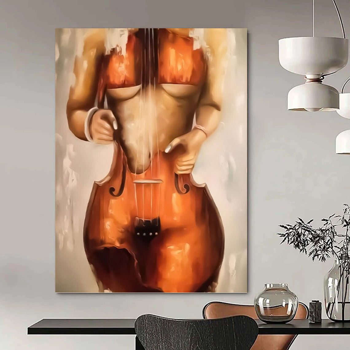 Vertical Hand - Painted Custom Abstract Gem for Living Room and Hotel DKH1648