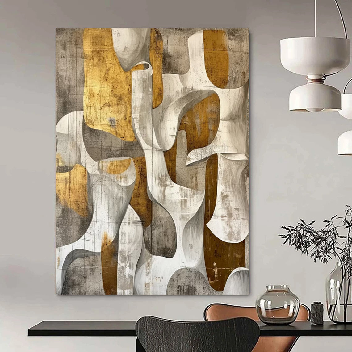 Large - Format Hand - Painted Custom Abstract Gemstone for Dining Room and Office DTP011