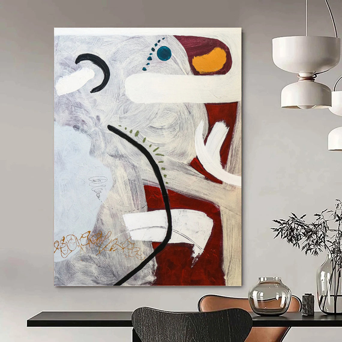 Artistic Hand - Crafted Textured Canvas Abstract for Bedroom & Dining Room DKH1108