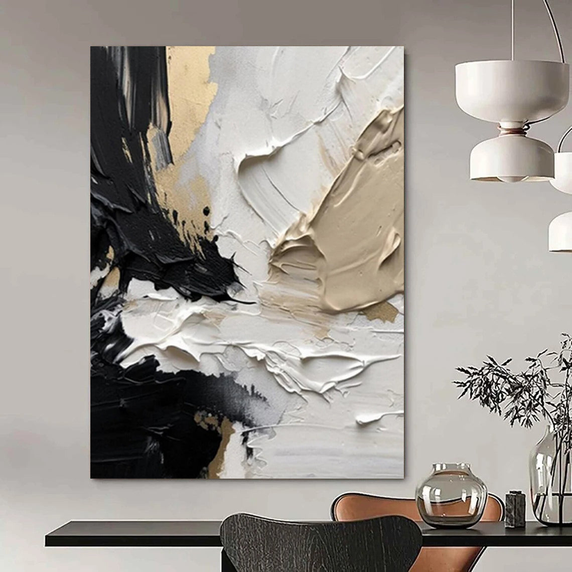Handmade Large-Scale Abstract Art: Textured Excellence for Dining Room & Hallway DTP301