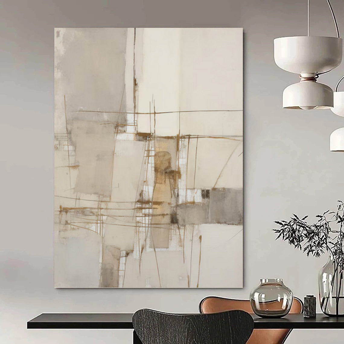 Enigmatic Hand - Painted Textured Abstract for Bedroom & Hallway DKH1309