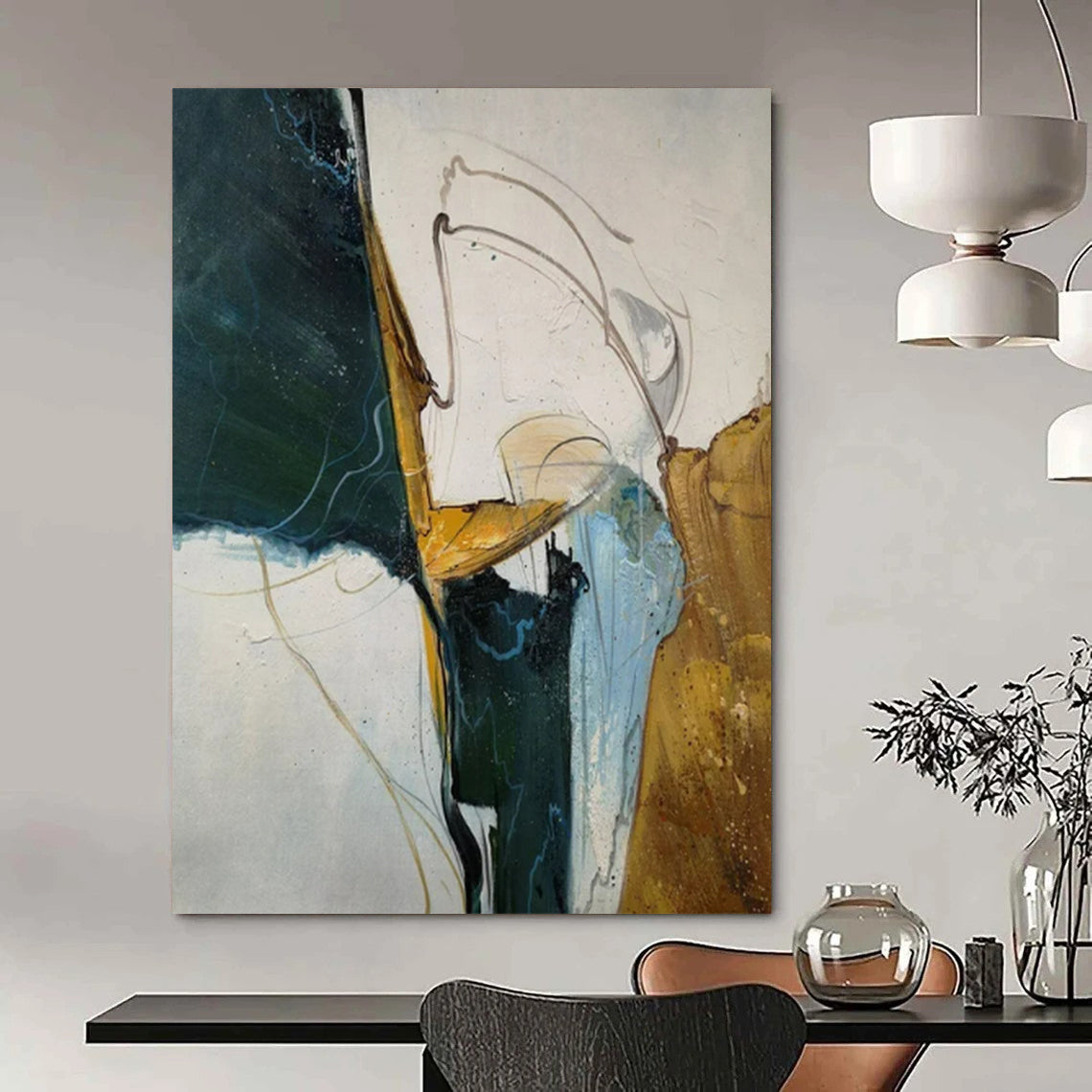 Expansive-Scale Hand-Painted Abstract Wall Art for Bedroom & Dining Room LargeART2336