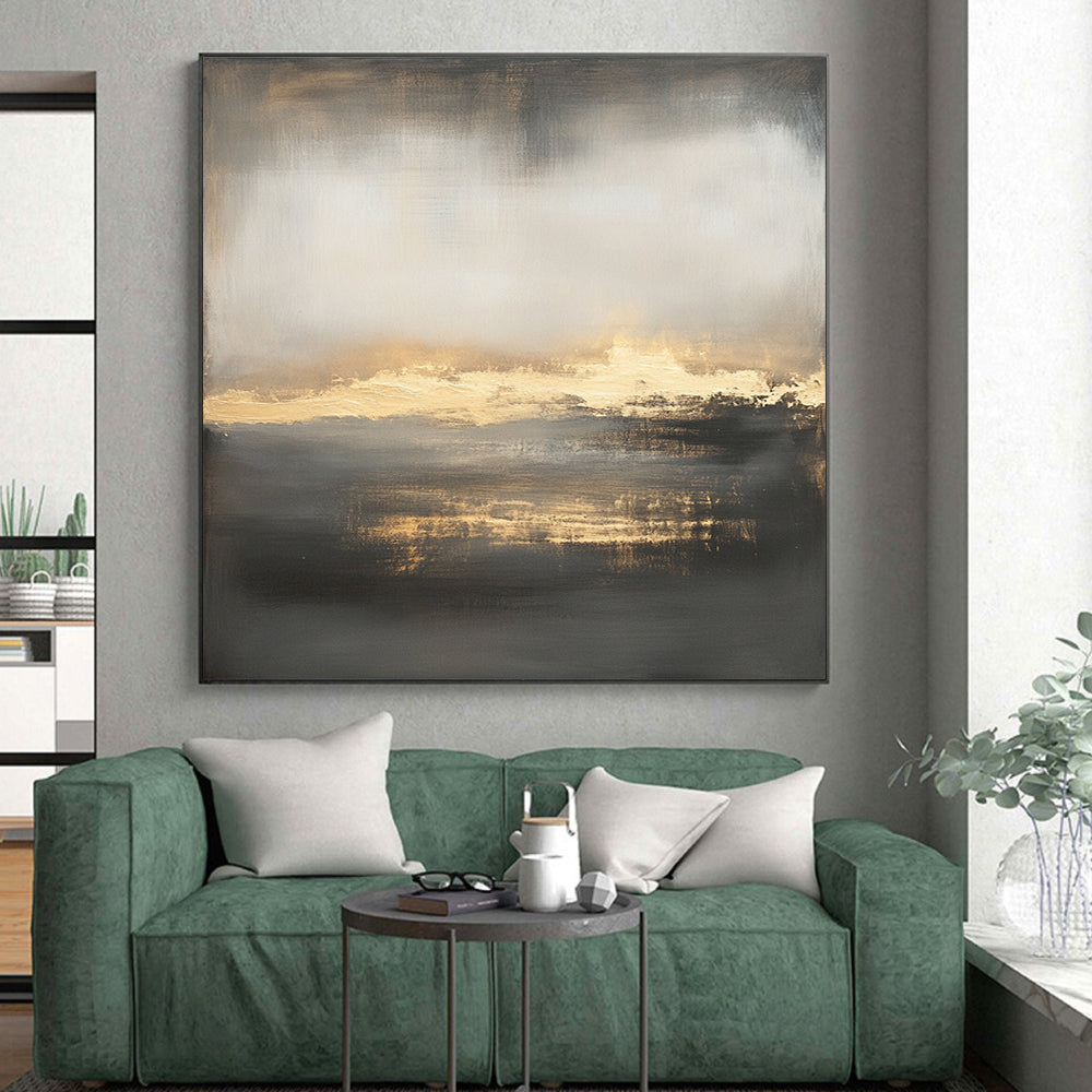 Subtle Tones Abstract Landscape "Moody Horizon" Painting On Canvas HB293