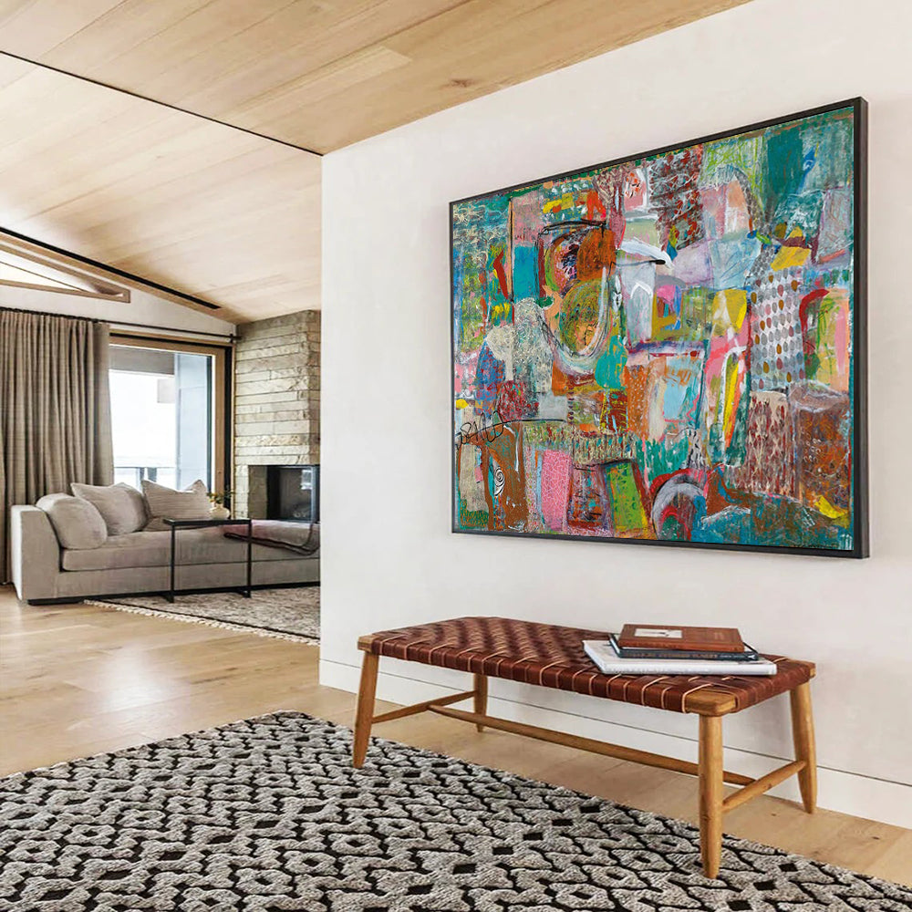 Mixed Media Abstract Collage - Eclectic Living Room or Office Art DLZ236