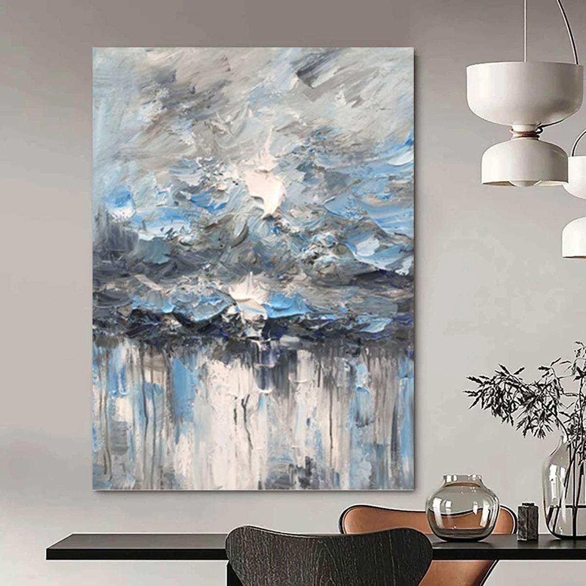 Elegant Hand - Painted Textured Abstract for Hotel & Dining Room DKH1291