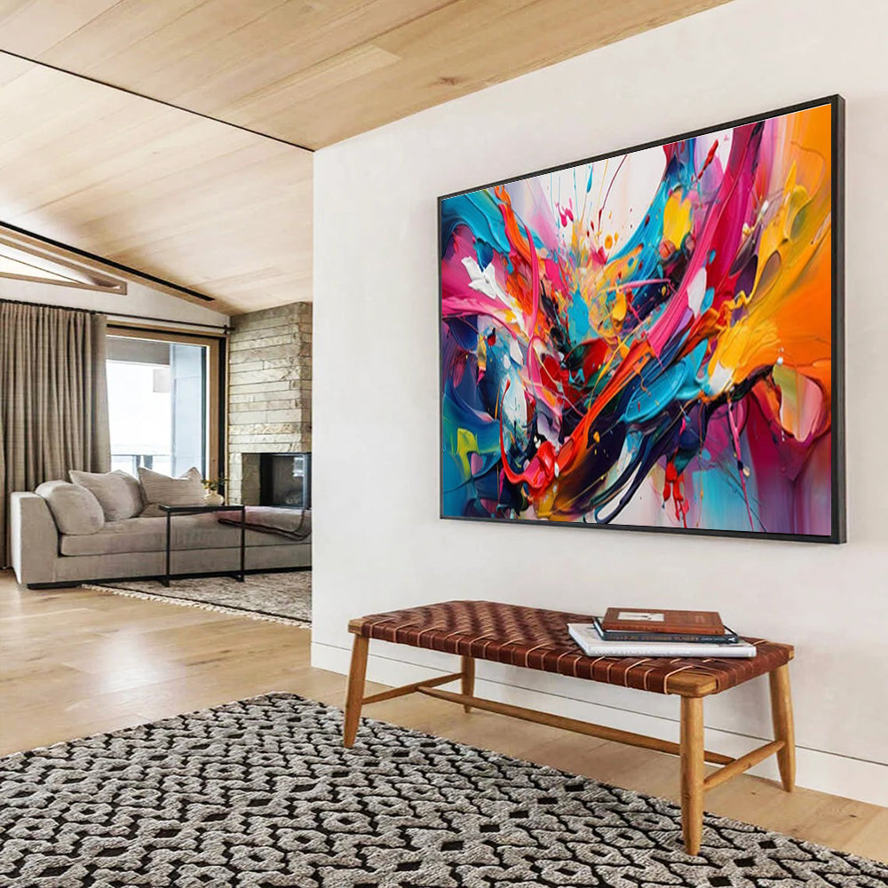 Large - Format Textured Hand - Painted Abstract Painting for Decor Upgrades DKH690