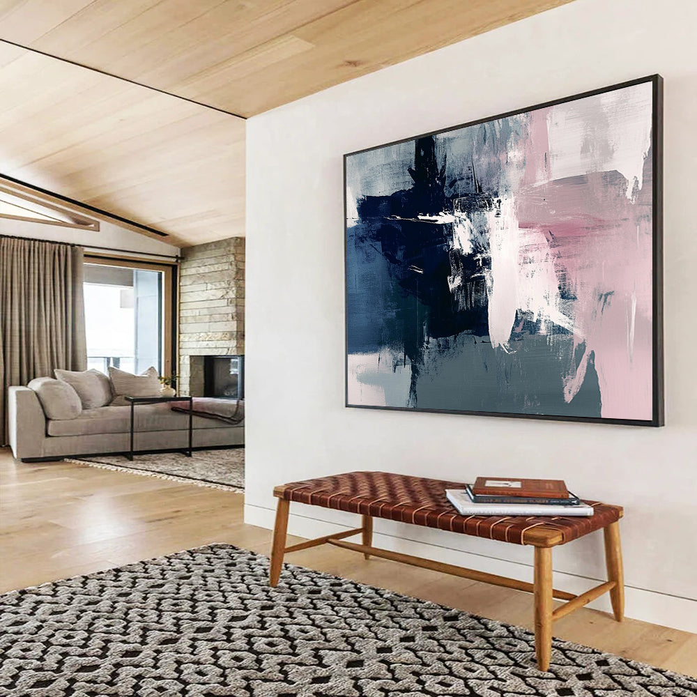 “Cool Tone Abstract Fusion” - Blue, Pink, Gray, Blended Strokes - Abstract Acrylic Painting HB1525