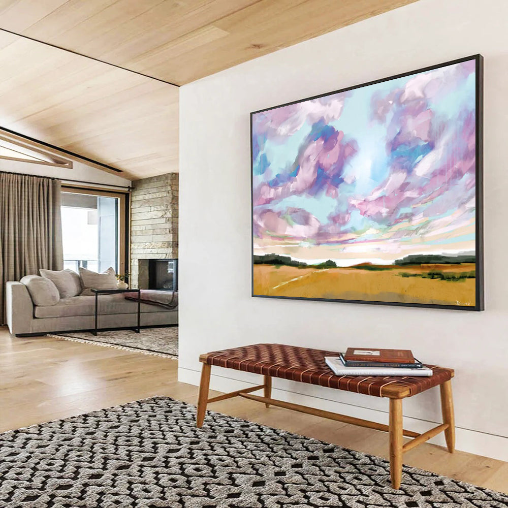 Pink - Purple Cloud Pastoral Painting: Restoring the Poetic Sky of the Pastoral DLZ149