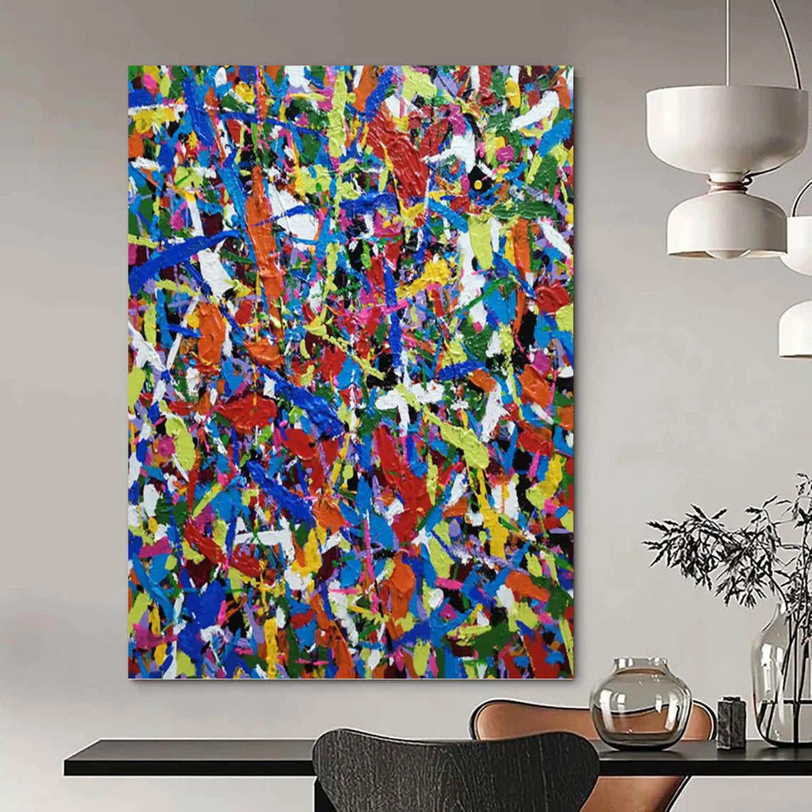 Extended - Proportioned Vertical Hand - Painted Textured Custom Abstract Epic for Office and Bar DKH1566