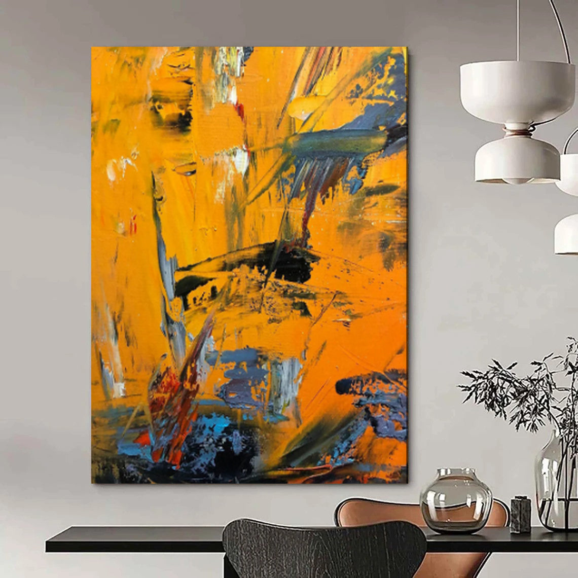 Mysterious & Evocative Hand-Painted Custom Abstract Painting for Bedroom & Office LargeART1966