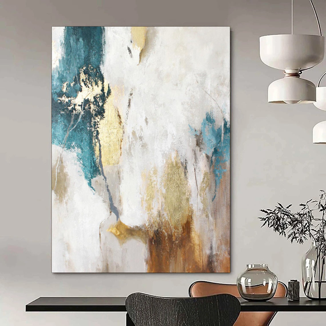 Oversized Custom Hand-Painted Abstract Canvas for Bedroom & Hallway LargeART1924
