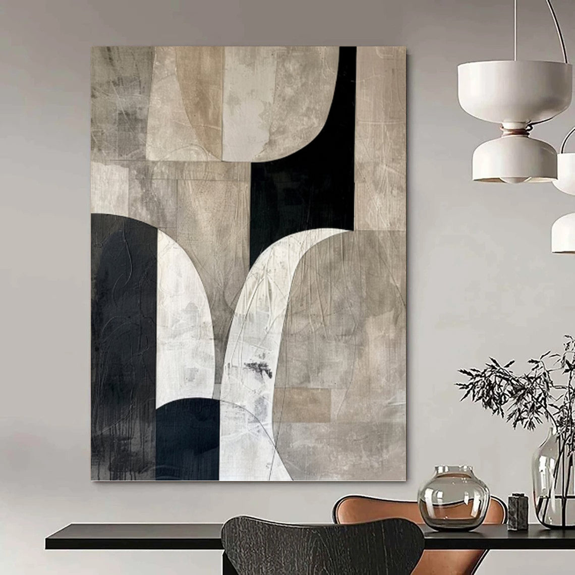 Refined Hand - Painted Textured Abstract for Hotel & Dining Room DKH1320