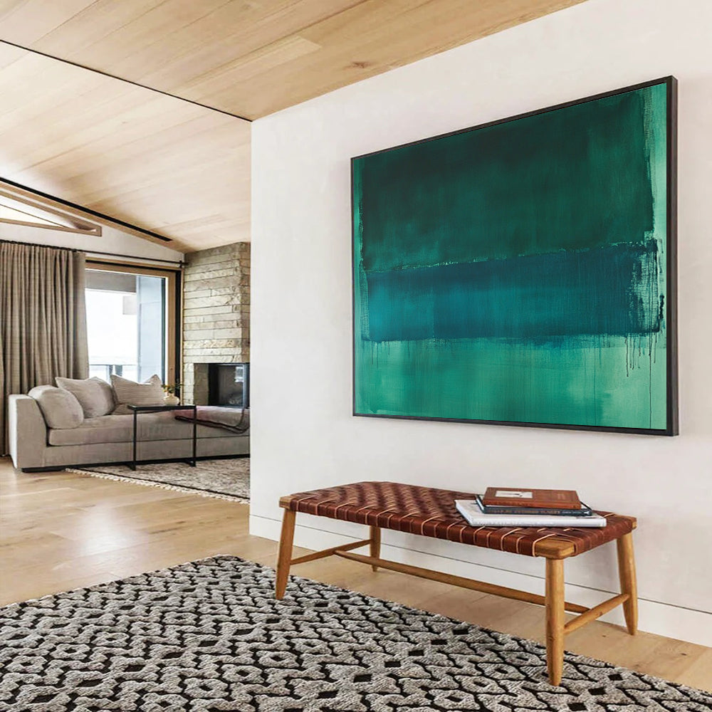 “Teal Layers” - Green, Blue, Teal, Minimalist Color Field Painting On Canvas HB1061