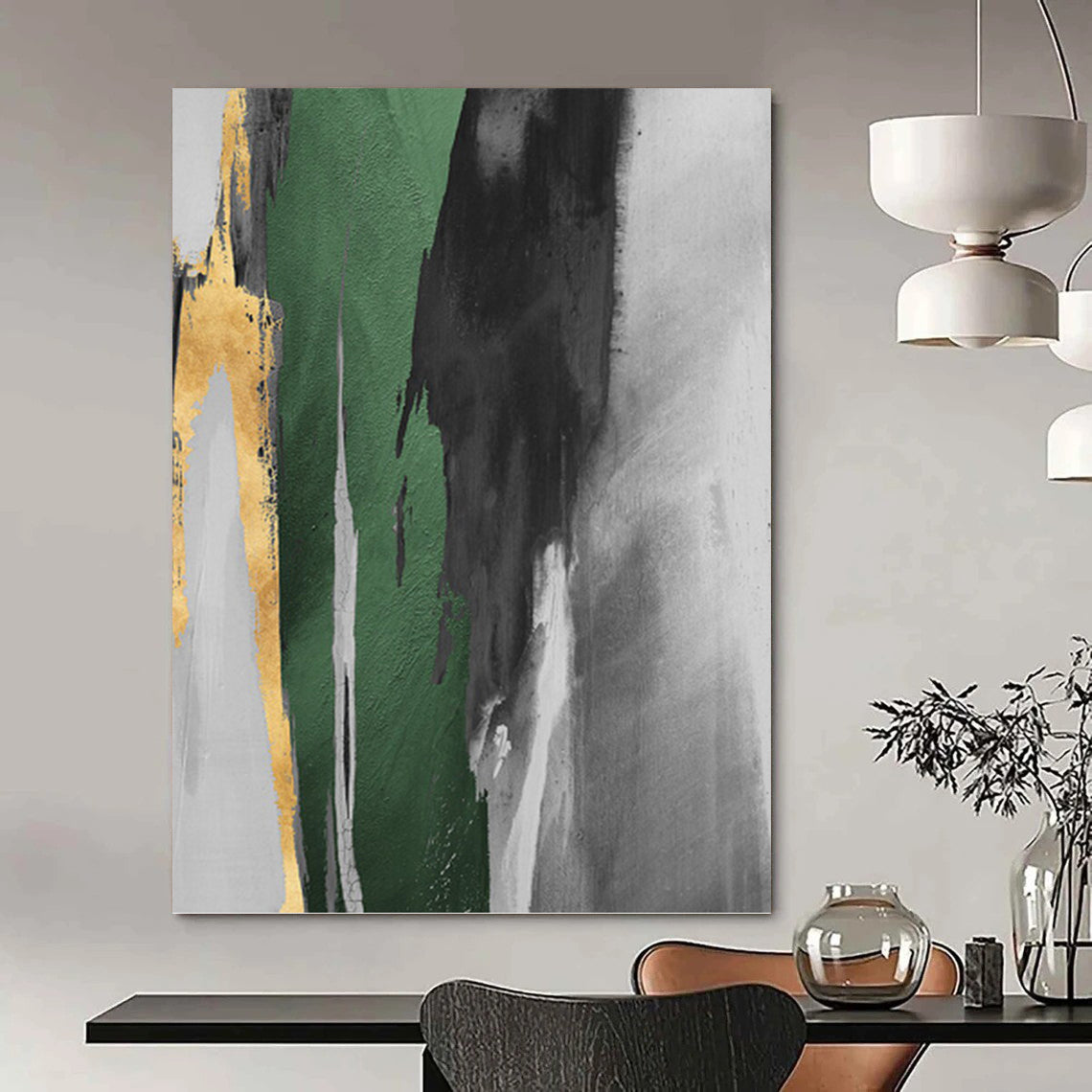 Grandiose - Scale Vertical Hand - Painted Textured Custom Abstract Gem, Perfect for Bedroom and Dining Room DKH1522