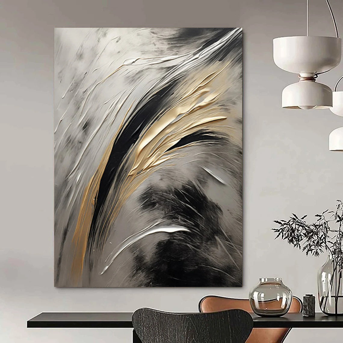 Starlight Pathway: Mega - Sized Hand - Painted Custom Abstract Canvas for Hallway and Hotel DTP126
