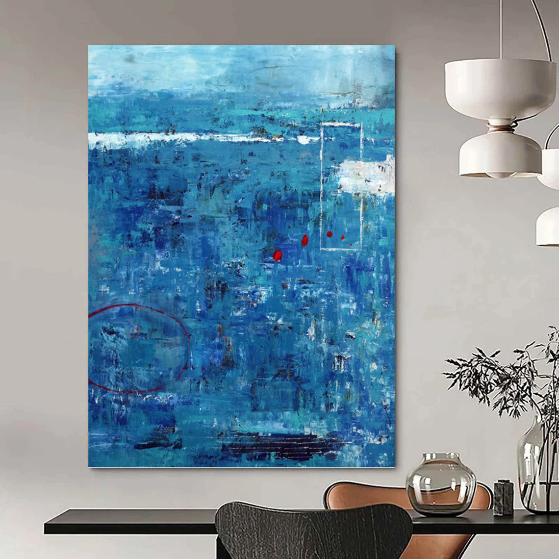 Opulent Hand - Painted Textured Canvas Art for Dining Room & Hotel Lobby DKH1100