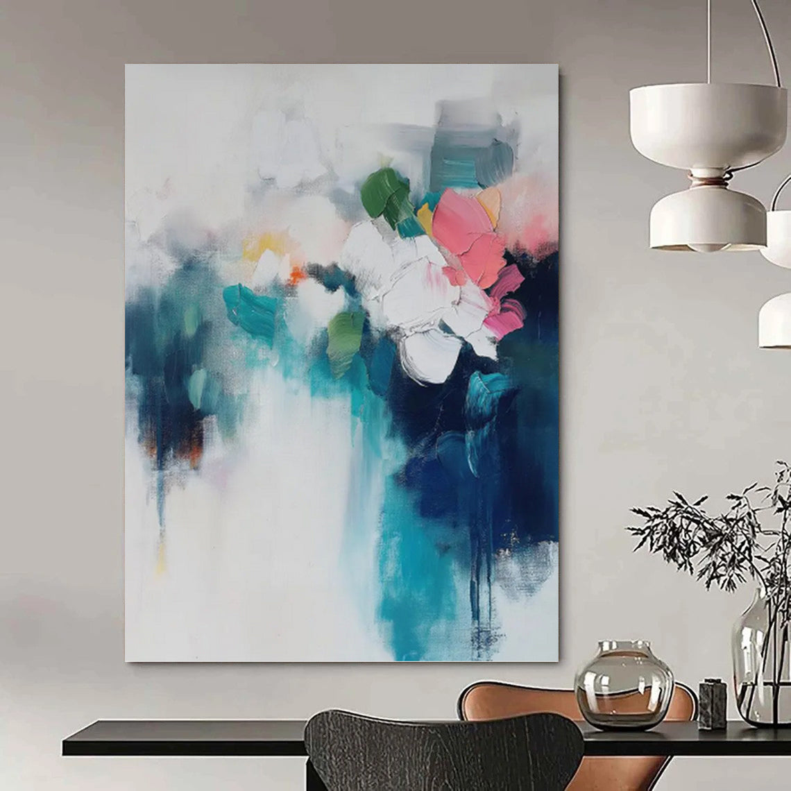 Custom - Designed Hand - Painted Textured Abstract Canvas for Bedroom & Dining Room DKH0996