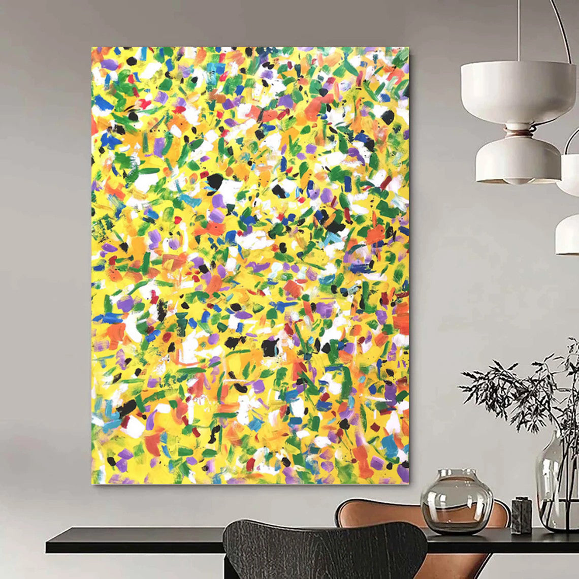 Stupendous Vertical Hand - Painted Custom Abstract Dithyramb (with Expressive Textures) for Living Room and Bar DKH1571