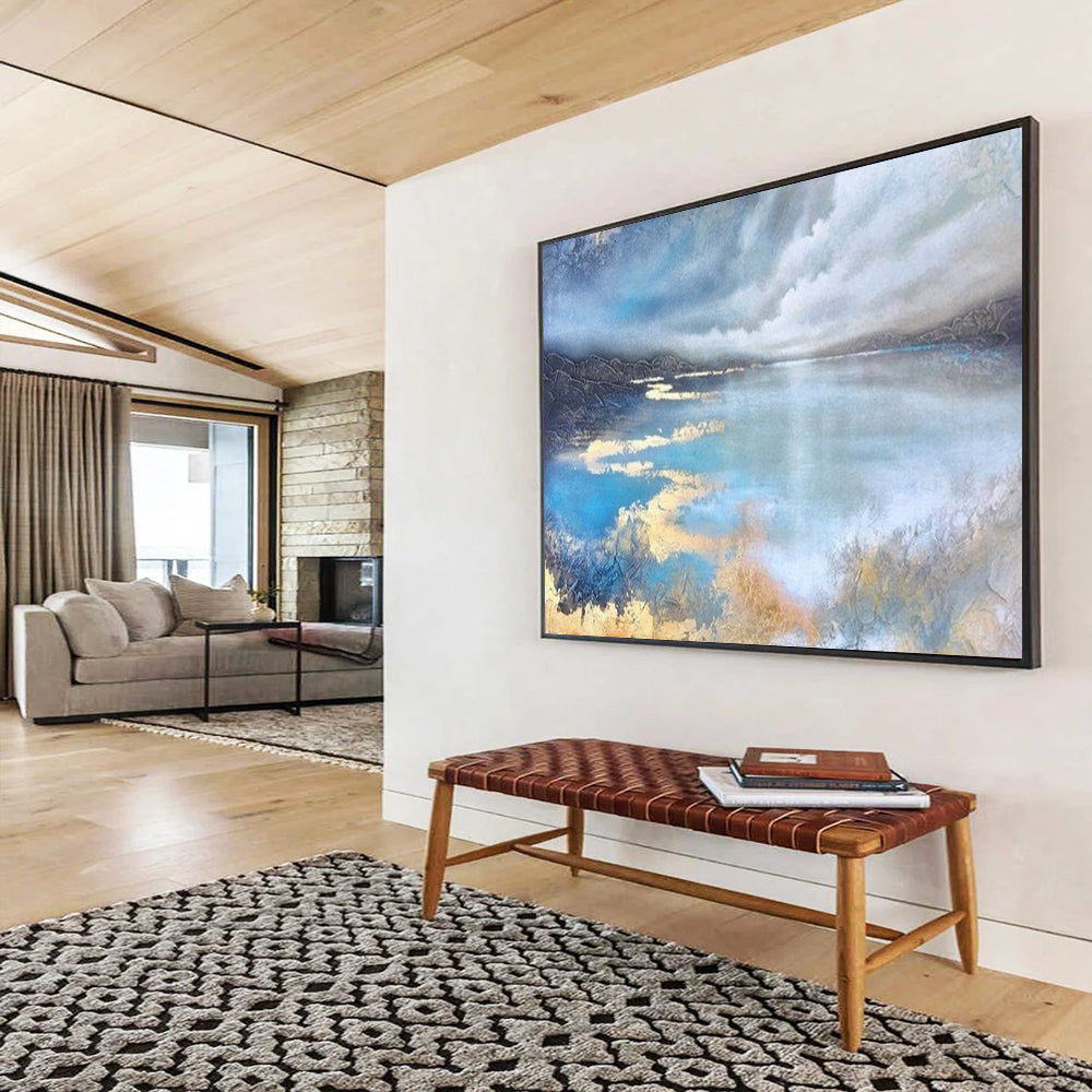 Serene Lake & Sky Abstract - Calming Bedroom or Office Art DLZ192