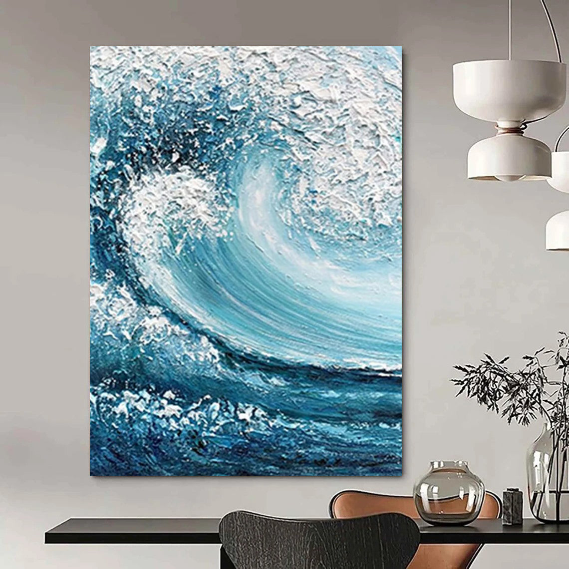 Large Custom Abstract Paintings: Textured Beauty for Office & Bar DTP322