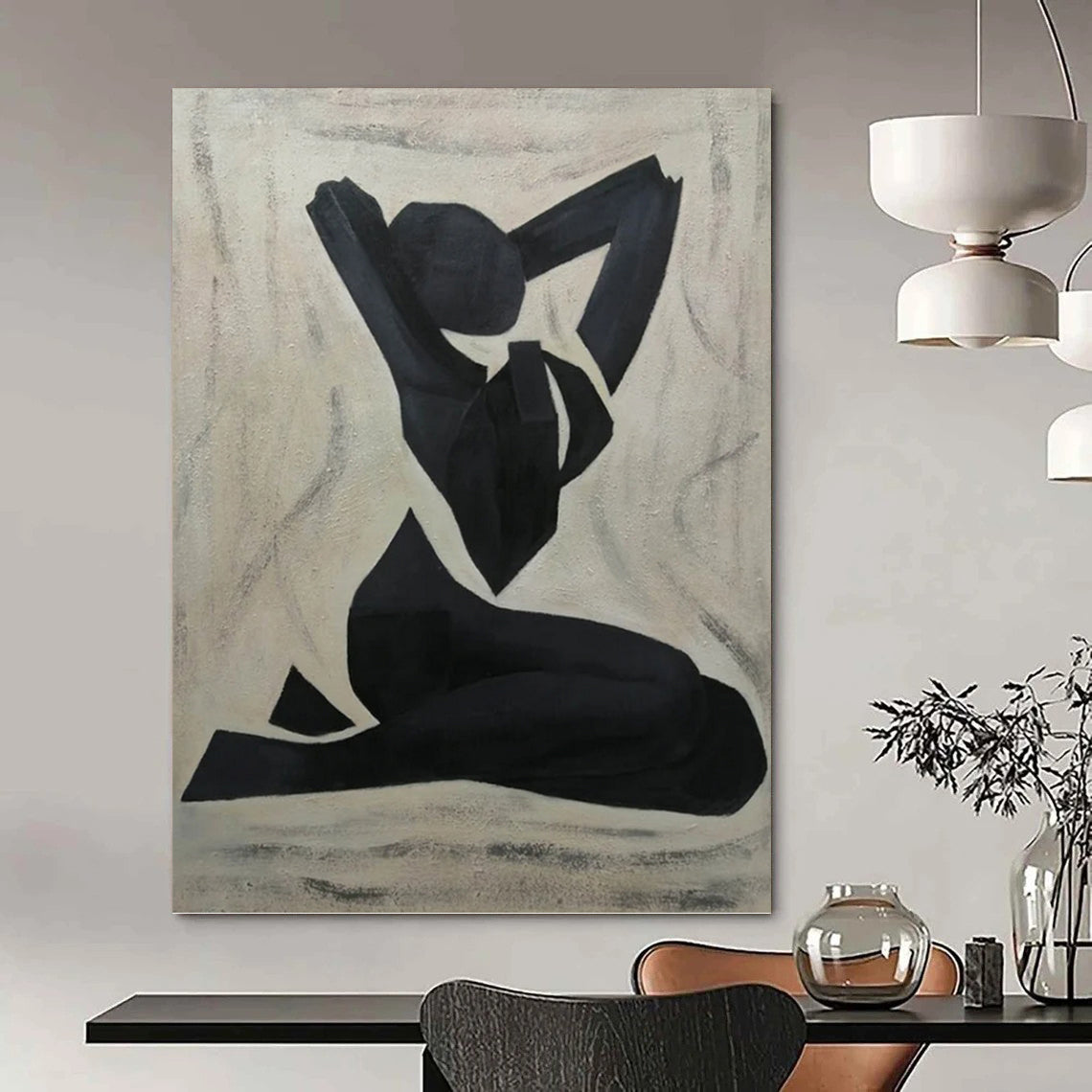 Grand Vertical Hand - Painted Custom Abstract Sonnet (with Captivating Textures) for Dining Room and Hotel DKH1565