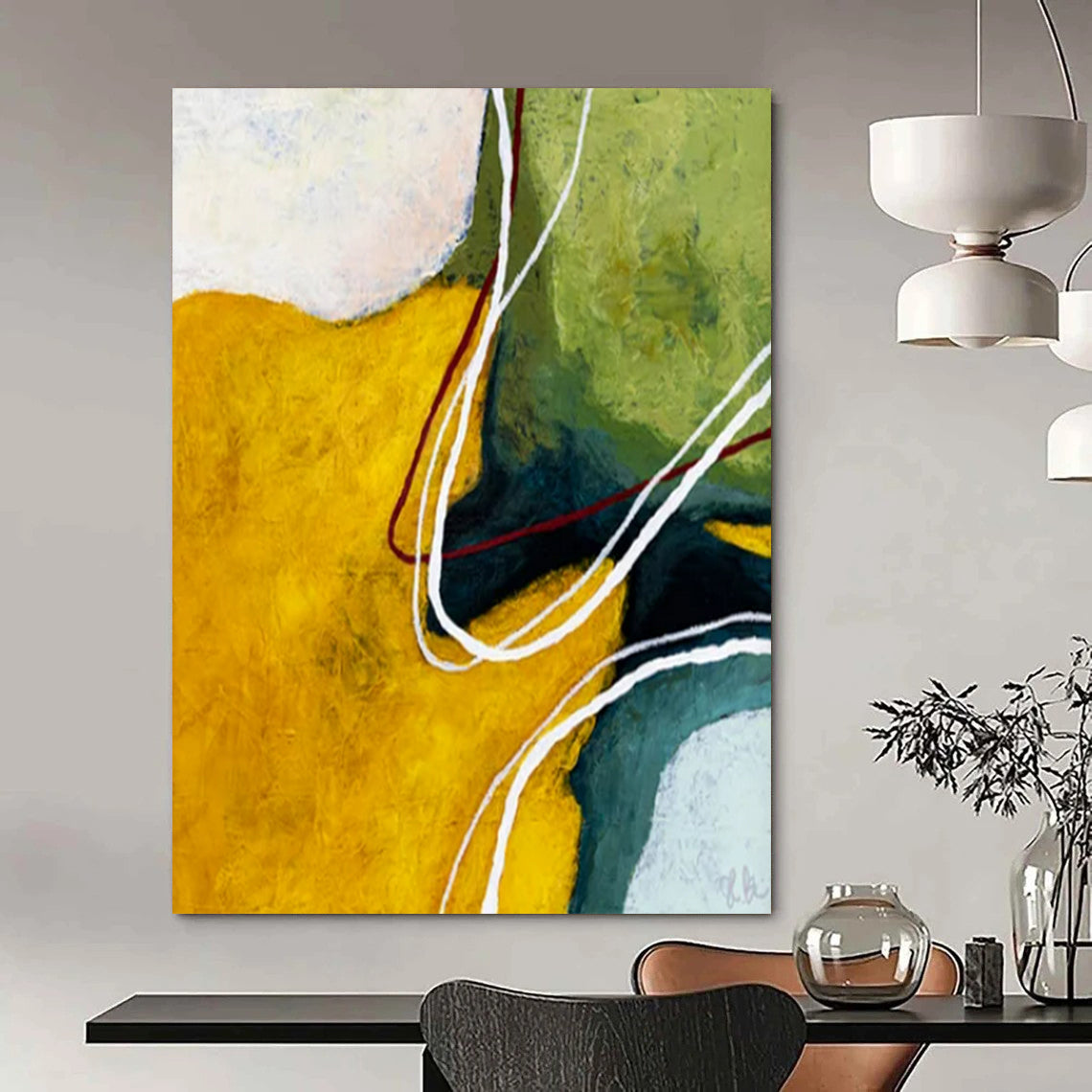 Gorgeous Huge Hand-Painted Abstract Canvases: Beautify Your Dining Room & Hallway LargeART2386