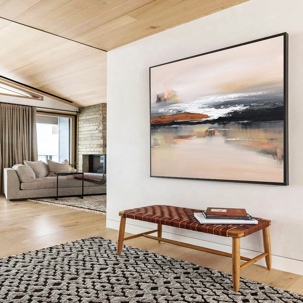 Energetic Large Abstract Canvas with Vivid Textured Shapes for Living Room & Hotel Suite DKH914