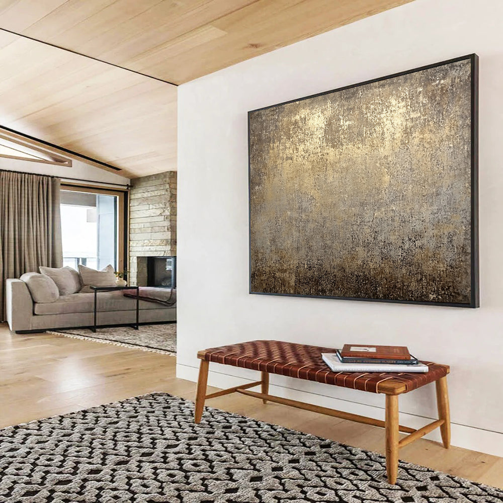 “Vintage Gold - Gray Textured Background” - Gold, Gray, Textured Abstract Painting On Canvas HB0776