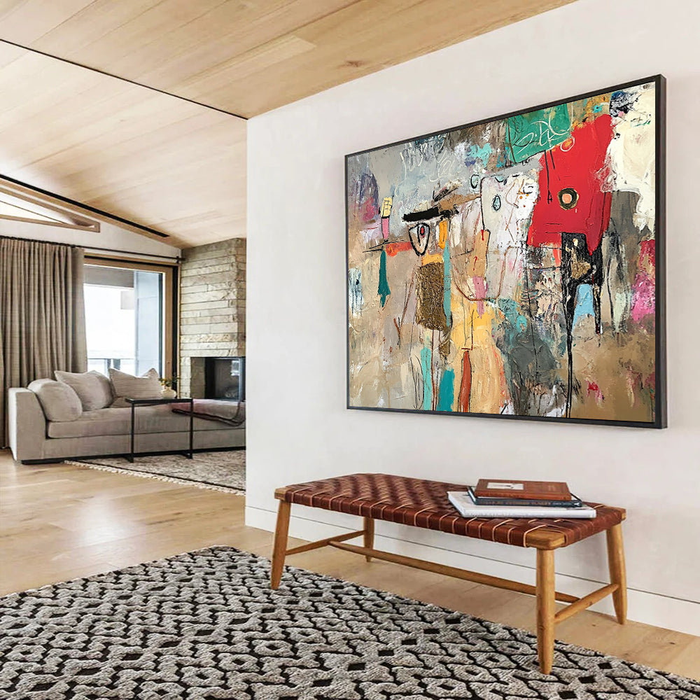 Abstract Figure Collage in Earth Tones – Mixed - Media Abstract Human - Form Painting HB1475