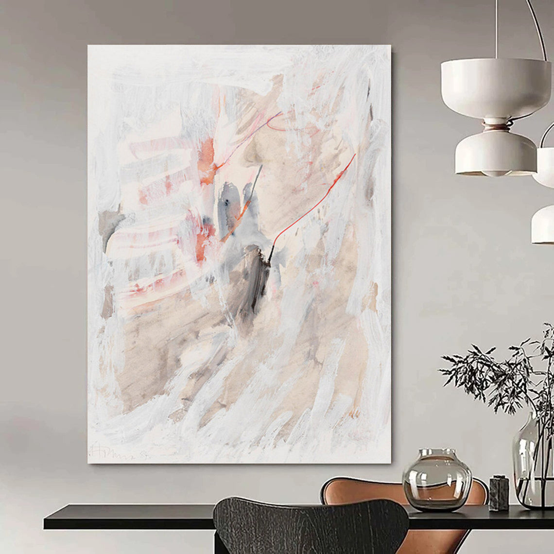 Monumental - Sized Vertical Hand - Painted Textured Custom Abstract Epoch, for Decorating Dining Room and Hotel DKH1530