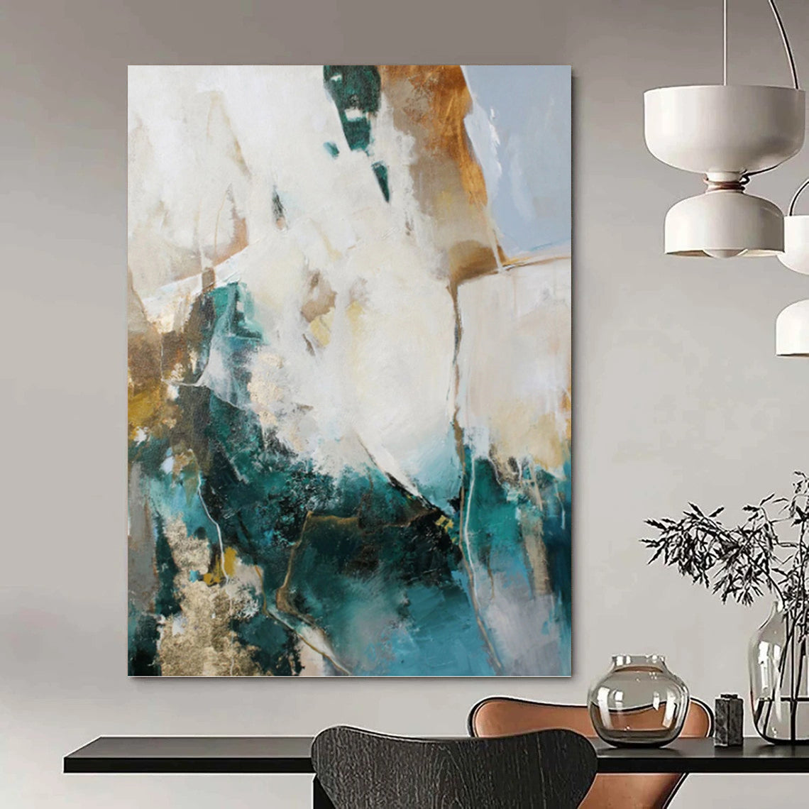 Oversized Hand - Rendered Custom Textured Abstract Painting for Living Room & Office DKH1013