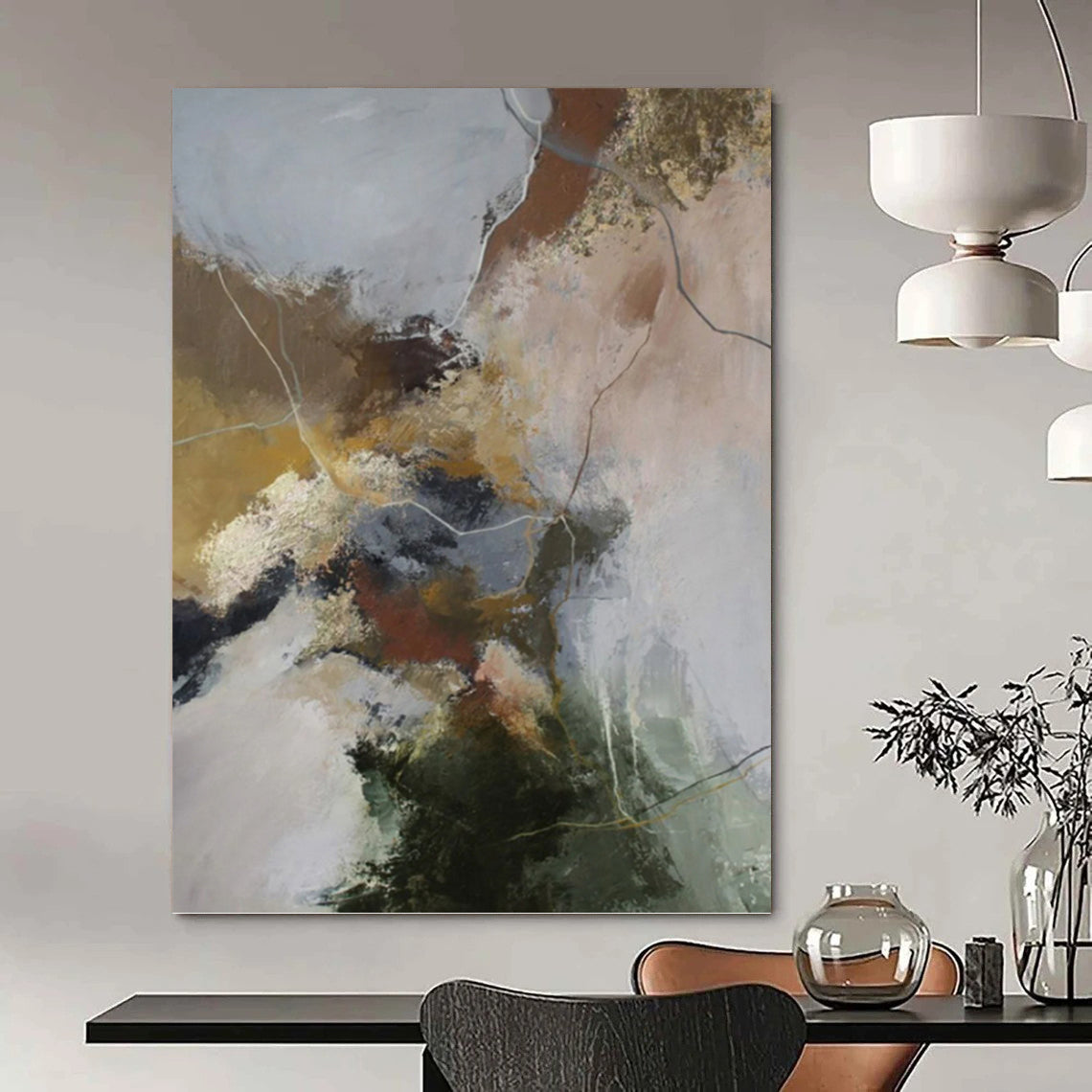 Custom - Tailored Hand - Painted Textured Abstract Canvas for Bedroom & Dining Room DKH1004