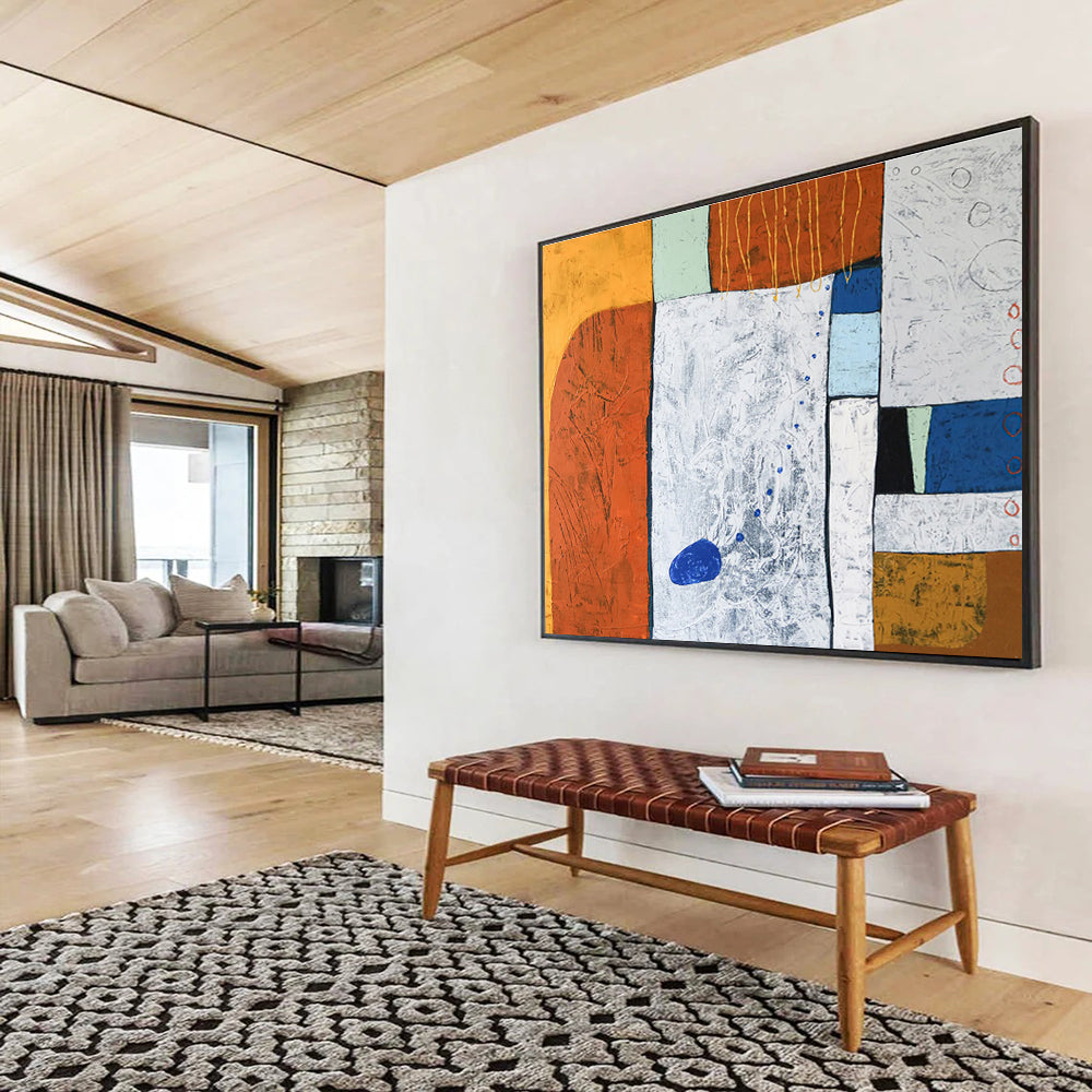 Large - Format Hand - Painted Abstract Wall Mural for Bar & Dining Room DKH556