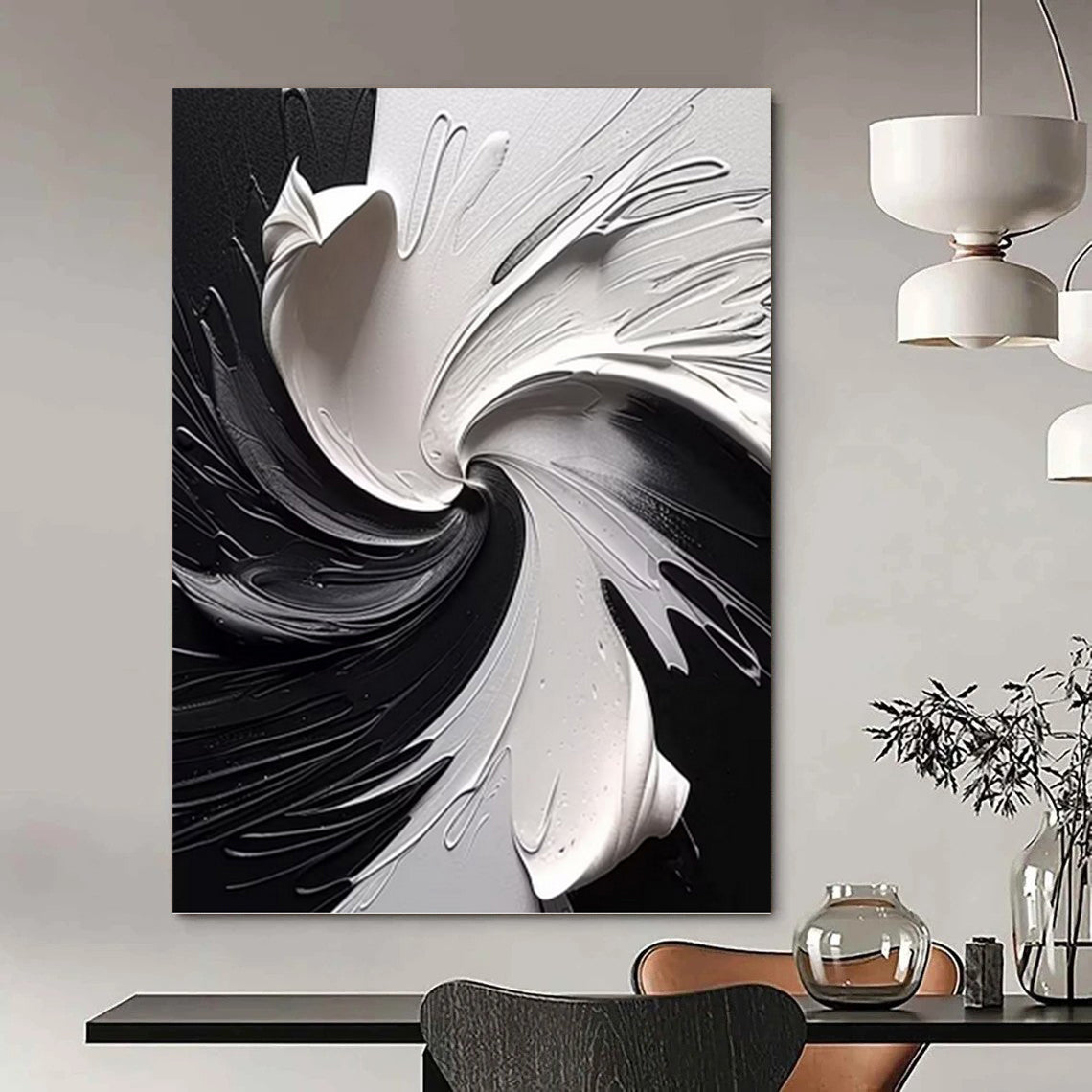 Extra - Vast Hand - Painted Custom Abstract Painting (with Rich Textures), for Office and Bar DKH1474