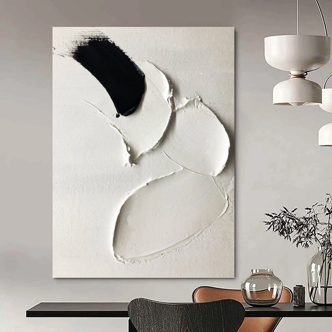 Vertical Hand - Painted Custom Abstract Work for Dining Room and Entryway DKH1665