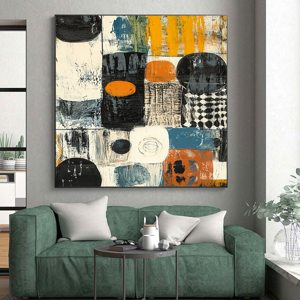 Colorful Abstract Blocks "Playful Composition" Painting On Canvas HB296